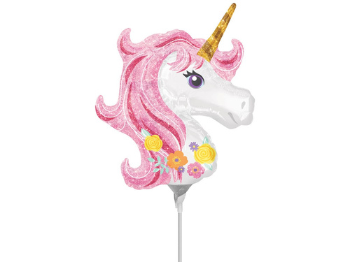 Foil balloon for stick Rainbow Unicorn - 25 cm