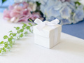 Boxes for guests with a bow white - 10 pcs.