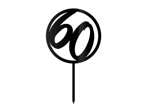 Plexiglass topper black for 60th birthday cake - 1 pc.