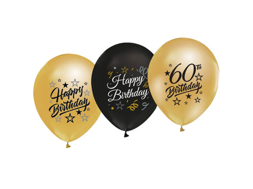 Happy Birthday latex balloons for sixty - 30 cm - 5 pcs.