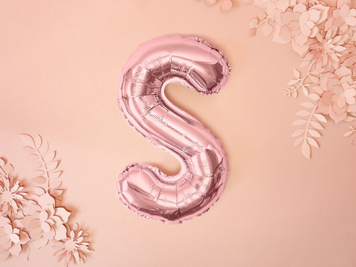 Foil balloon letter "S" pink and gold - 35 cm