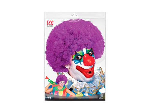 Kręcona peruka klauna fioletowa włosy afro