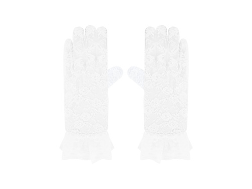 Białe koronkowe rękawiczki - 26 cm - 1 para