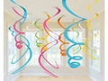 Swirl multicolor hanging decoration - 56 cm - 12 pcs.