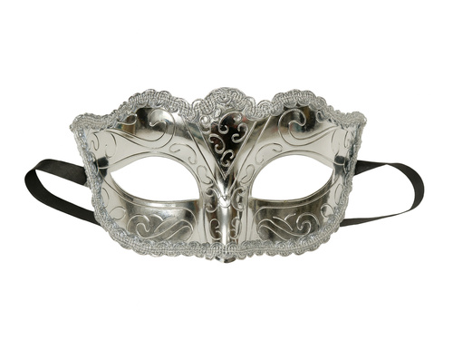 Maska karnawałowa wenecka - srebrna - 1 szt.