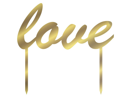 Gold mirrored plexiglass topper for Love cake - 15 cm