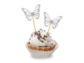 Silver butterfly cupcake pickers - 12 pcs.