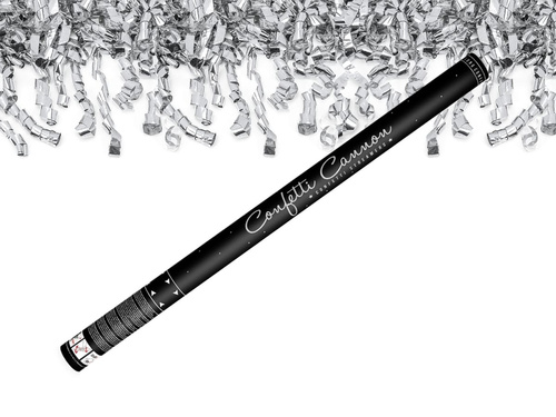 Shooting tube - silver streamers - 80 cm - 1 pc.