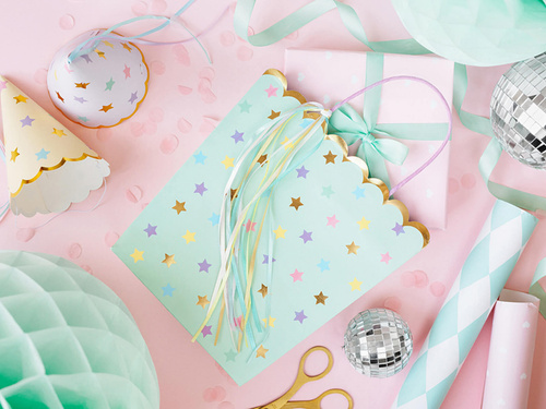 Gift bag Stars mint - 23 x 22 x 8 cm - 1 pcs.