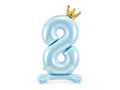 Foil balloon standing number 7 blue with crown - 84 cm - 1 pc.