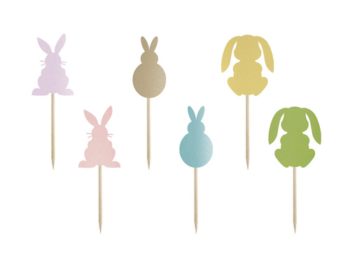 Easter bunny cake picks - 6 pcs.