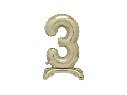 Foil balloon standing number 3 gold - 76 cm - 1pc.