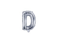 Foil balloon letter "D" silver - 35 cm