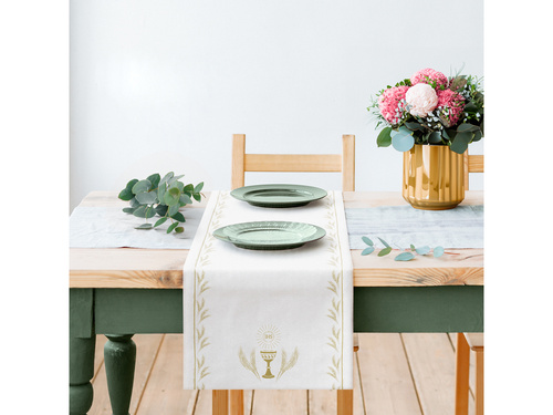 Decoration table runner for the First Holy Communion gold - 40 cm x 24 m - 1 pcs.