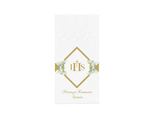 Communion cutlery pockets with eucalyptus - 16 pcs.