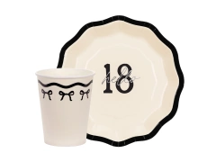 Zestaw kubeczki + talerzyki papierowe na urodziny  - 24 szt.