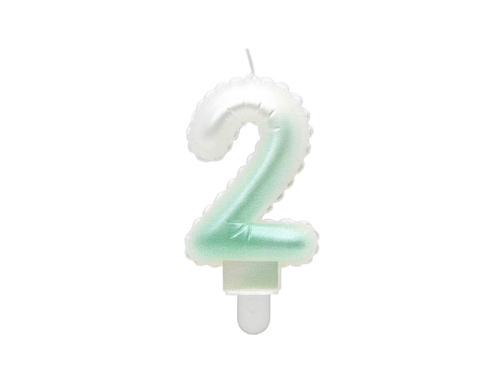 Pearl number candle white and green - 2 - two