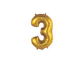 Mini Shape Number 3 Gold Foil Balloon - 35 cm - 1 pc