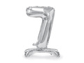 Foil balloon standing number 7 silver - 74 cm