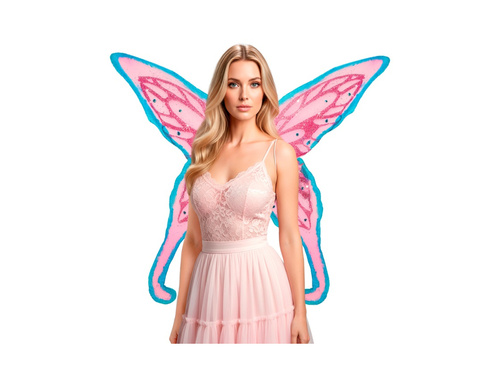 Skrzydła Różowe Maxi z kryształkami 100×84 cm