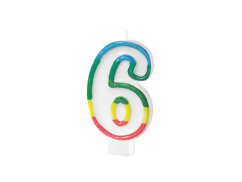 Świeczki cyferki z kolorową obwódką cyfra 60 - 8,5 cm - 2 szt.