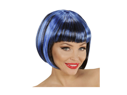 Czarno-niebieska peruka z modnymi pasemkami