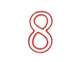 Large number candle with red border eight - "8"