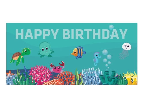 Happy Birthday Underwater World poster - 70x33 cm