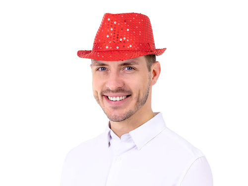 Kapelusz z cekinami czerwony - 1 szt.