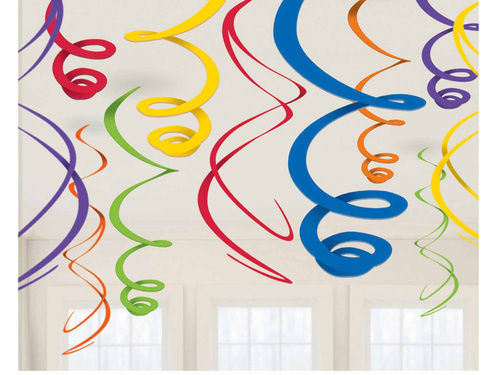 Swirl rainbow hanging decoration - 55 cm - 12 pcs.