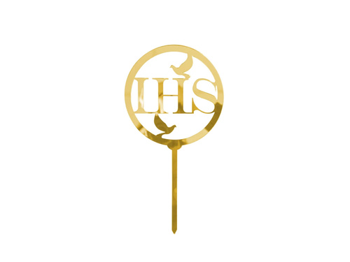 Cake topper IHS, gold - 1 pc