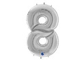 Number 8 silver Foil Balloon - 163 cm - 1 pc
