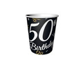Kubeczki papierowe na pięćdziesiąte urodziny czarne - 250 ml - 6 szt.