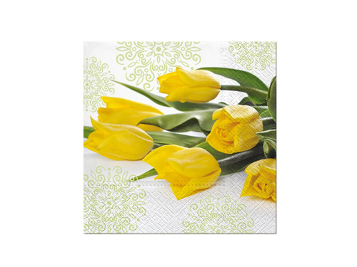 Yellow tulips napkins - 33 cm - 20 pcs.