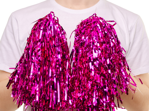 Pompony cheerleaderki metaliczne różowe - 2 szt.