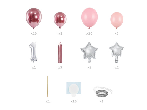 Set of balloons for a birthday party pink - 50 pcs.