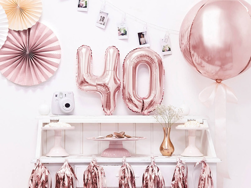 Foil balloon number 4 golden pink - 35 cm