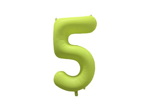 Balon foliowy cyfra 5 neonowy żółty - 86 cm - 1 szt.
