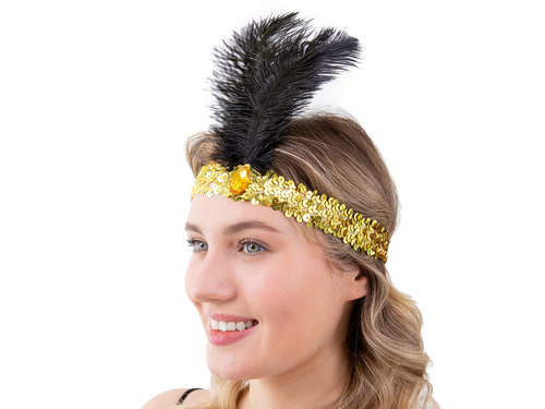 Opaska z piórem Retro złota - 1 szt.