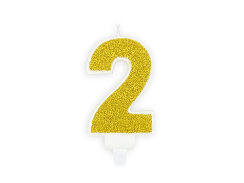 Number candle with glitter - 2 - 1 piece.