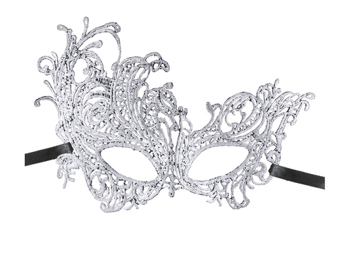 Maska karnawałowa koronkowa - srebrna - 1 szt.