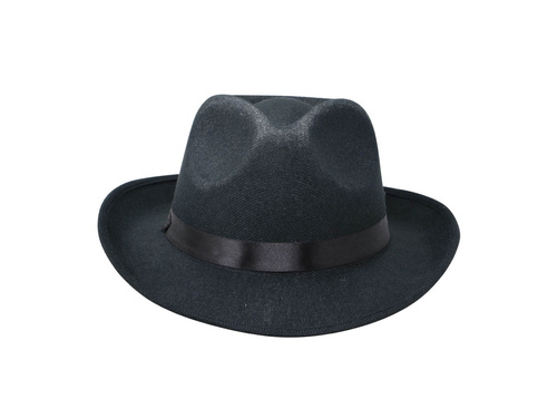 Kapelusz gangstera czarny z lamówką - 1 szt.
