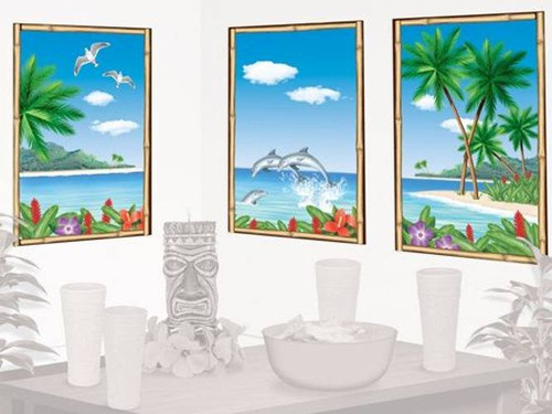 Hawaiian wall decoration Windows - 3 pcs.