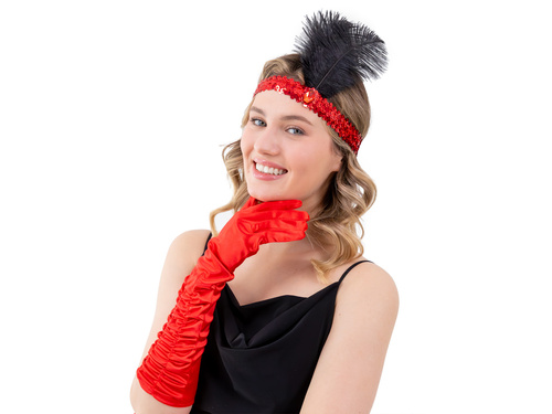 Opaska z piórem Retro czerwona - 1 szt.