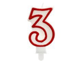 Number candle with red border three - 3