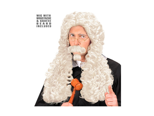 Peruka Sędziego z wąsami i kozią bródką