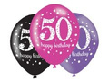 Printed balloons "50" - 28 cm - 6 pcs.