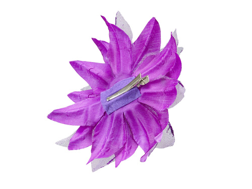 Purple flower hair clip with glitter - 1 pc