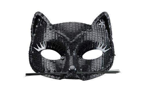 Maska karnawałowa Kot czarny z cekinami - 1 szt.