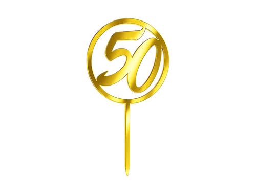 Gold mirrored plexiglass topper for 50th birthday cake